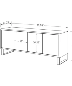 Zuri Furniture 70.6" Modern Neve Buffet White Lacquer Polished Stainless Steel Legs -Palace-shop 53911b160e332f3d 8169 w800 h800 b1 p0