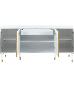 Meridian Furniture Bellissimo White Lacquer Sideboard/Buffet, Acrylic Legs, Gold Tips & Gold Finish -Palace-shop 53e1a04202740bd1 2819 w800 h800 b1 p0