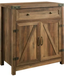 Walker Edison 30" Farmhouse Barn Door Accent Cabinet, Reclaimed Barnwood