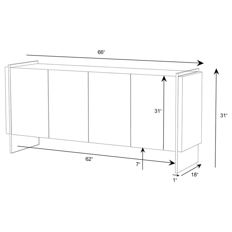 Zuri Furniture Modern Art Buffet Black Lacquer Cabinets Tempered Glass Base 9 Zuri Furniture Modern Art Buffet Black Lacquer Cabinets Tempered Glass Base - Image 9