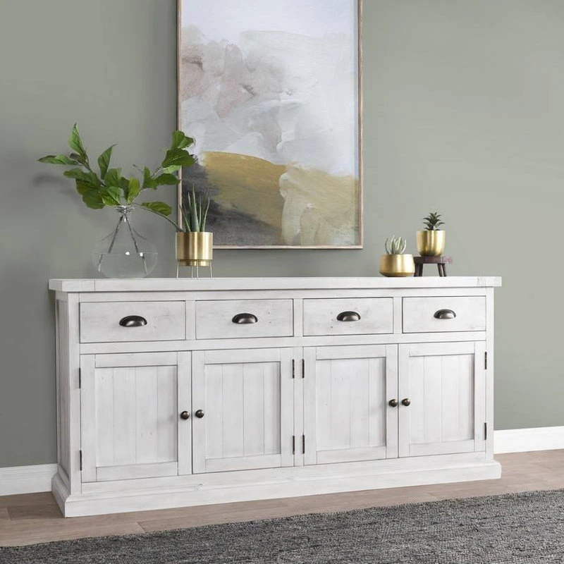 Kosas Home Quincy 4-Drawer 4-Door Solid Pine Wood Sideboard In Nordic Ivory 2 Kosas Home Quincy 4-Drawer 4-Door Solid Pine Wood Sideboard In Nordic Ivory - Image 2