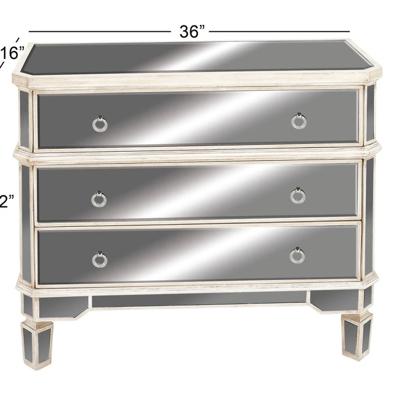 Brimfield & May Silver Wood Glam Cabinet, 32"x36"x16" 3 Brimfield & May Silver Wood Glam Cabinet, 32"x36"x16" - Image 3