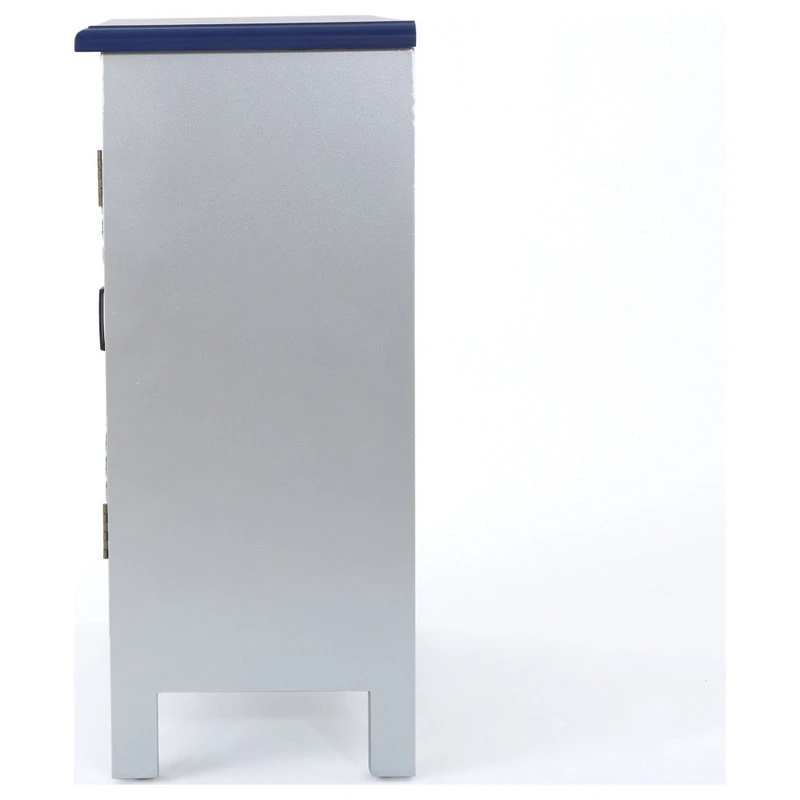 GDFStudio GDF Studio Aliana Shabby Painted Accent Cabinet, Silver/Navy Blue 9 GDFStudio GDF Studio Aliana Shabby Painted Accent Cabinet, Silver/Navy Blue - Image 9