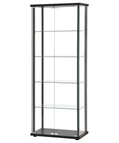 Pemberly Row Traditional 5 Shelf Glass Curio Cabinet In Black