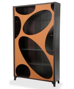 Michael Amini Aico 21 Cosmopolitan Curio Side Cabinet, Orange/Umber 9029505S-812