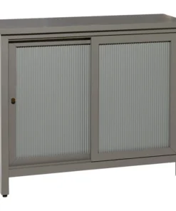 Brimfield & May Rectangular Gray Wood Cabinet With Textured Patterned Sliding Door, 38"x31"