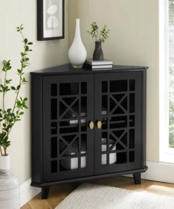 Walker Edison Gwen Fretwork Corner Accent Cabinet - Black -Palace-shop 5bd184560062c19e 3181 w800 h800 b0 p0