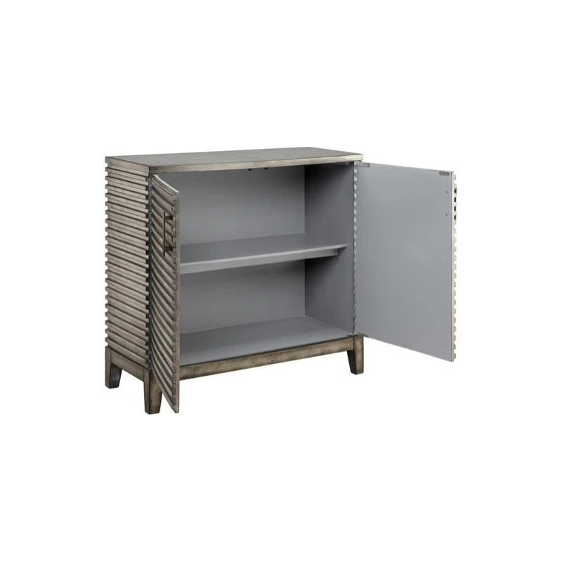 Olliix Madison Park Distressed Rustic 2-Door Accent Chest, Antique Grey 3 Olliix Madison Park Distressed Rustic 2-Door Accent Chest, Antique Grey - Image 3