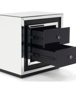 Zuri Furniture Modern Malibu Side Table Clear Smoked Black Mirrored Finish 2 Drawers -Palace-shop 5c41fff606a6d143 8163 w800 h800 b1 p0