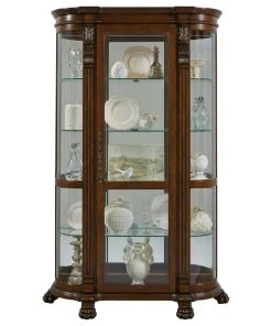 Lighted Curved Front 4 Shelf Curio Cabinet In Maple Brown By Pulaski Furniture -Palace-shop 5ca1cff403f7f16a 3827 w800 h800 b1 p0