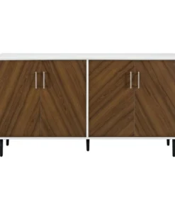 Pemberly Row 58" Modern Bookmatch Buffet - White And Teak