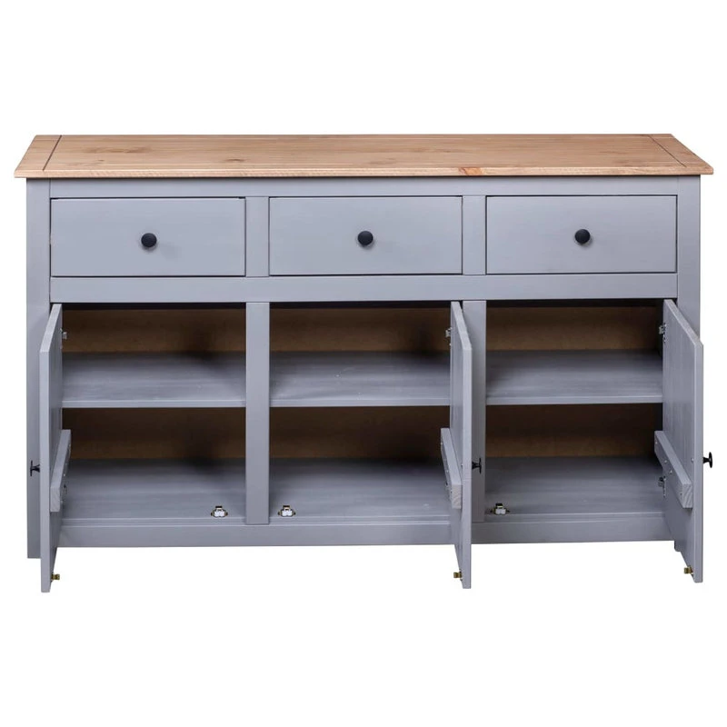 Vida XL International B.V. VidaXL Solid Wood Pine Sideboard Gray Panama Range Storage Cabinet Furniture 8 Vida XL International B.V. VidaXL Solid Wood Pine Sideboard Gray Panama Range Storage Cabinet Furniture - Image 8