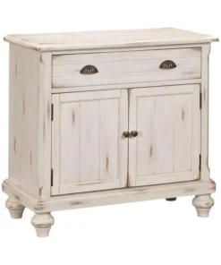 Home Fare Distressed Wood Country Door Chest With Drawer In White