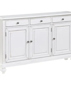 Coast To Coast Imports, LLC Dove White Rub 3 Door 3 Drawer Credenza