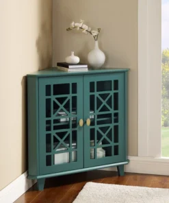 Walker Edison Gwen Fretwork Corner Accent Cabinet - Dark Teal -Palace-shop 6091a3c80062c0d2 7551 w800 h800 b0 p0