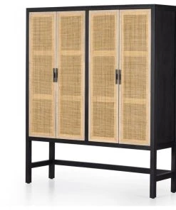 Four Hands Caprice Cabinet, Black Wash Mango
