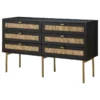Karat Home 6 Drawer 54"W Double Dresser, Black