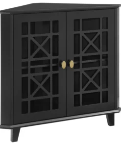 Walker Edison Gwen Fretwork Corner Accent Cabinet - Black -Palace-shop 62416b6c0062c199 3181 w800 h800 b1 p0