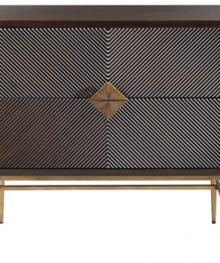 Olliix Madison Park Isabel Hand-Carved 2-Drawer Modern Midcentury Chest, Brown