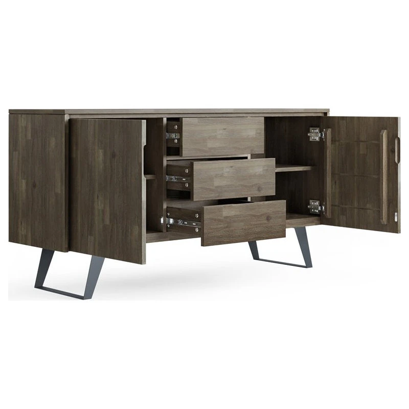 Simpli Home Ltd. Simpli Home Lowry Solid Acacia Wood Sideboard Buffet In Gray 3 Simpli Home Ltd. Simpli Home Lowry Solid Acacia Wood Sideboard Buffet In Gray - Image 3