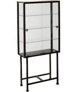 SEI Furniture Metal-Glass Sliding Door Display Cabinet In Black
