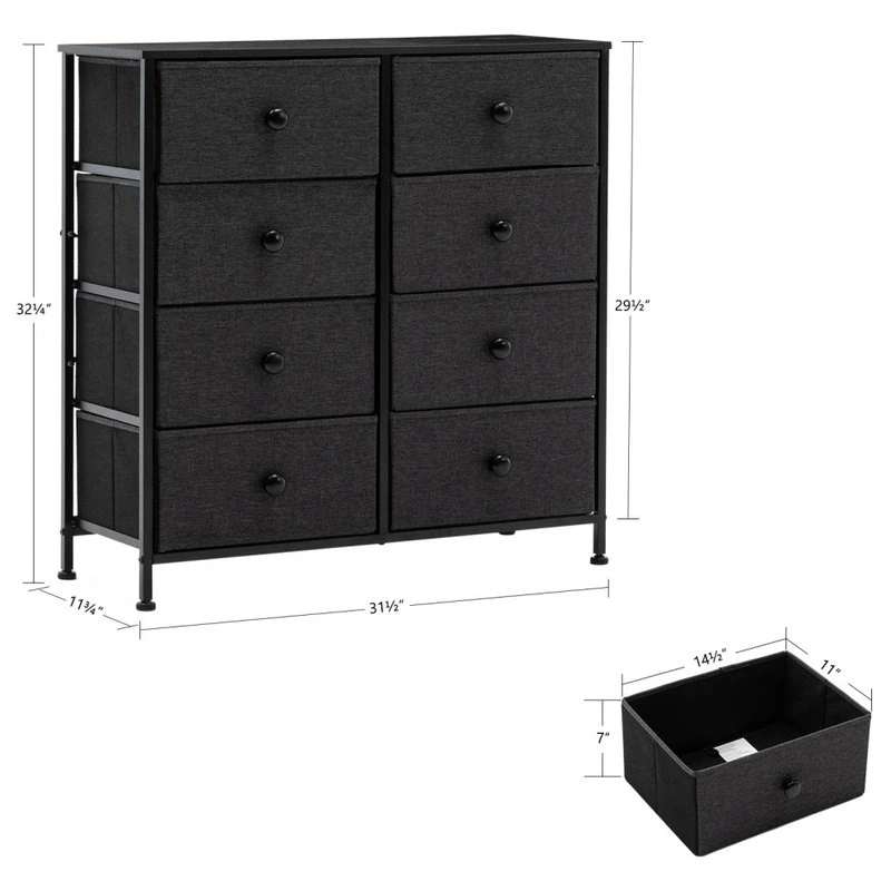 Duhome Elegant Lifestyle 8 Fabric Drawers Steel Frame Double Dresser, Black 4 Duhome Elegant Lifestyle 8 Fabric Drawers Steel Frame Double Dresser, Black - Image 4