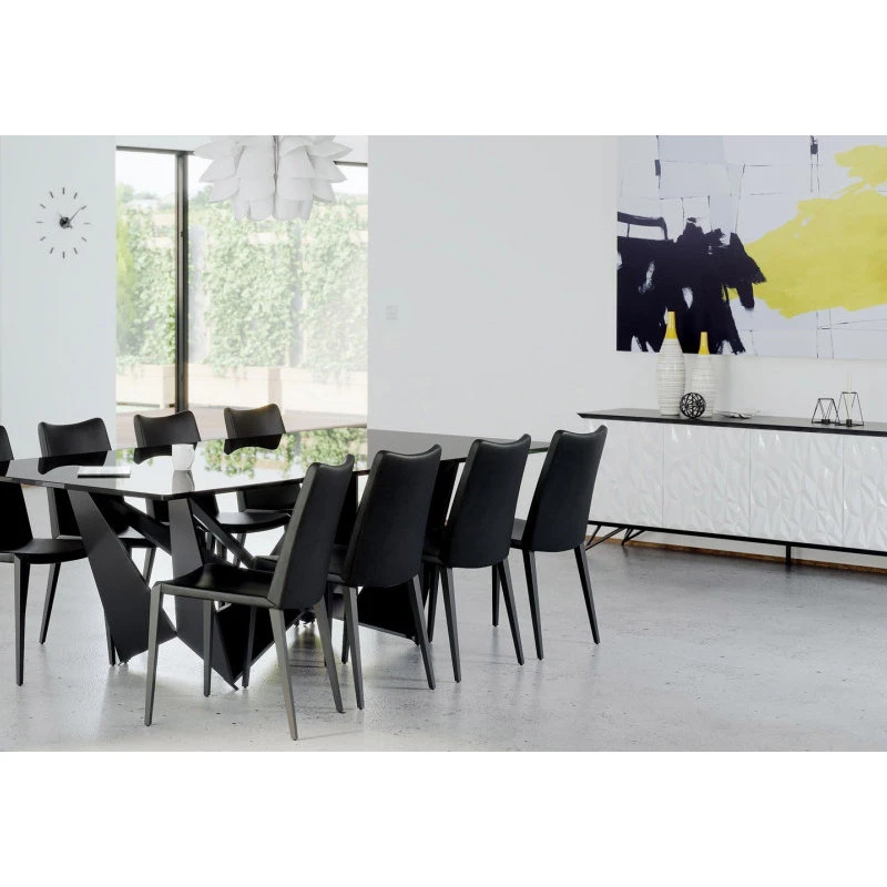 Zuri Furniture 78.6" Modern Vortice Buffet Black And White Lacquer Matte Black Legs 8 Zuri Furniture 78.6" Modern Vortice Buffet Black And White Lacquer Matte Black Legs - Image 8