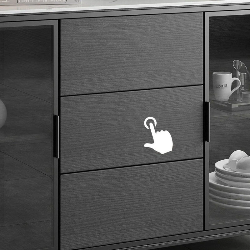 HOMARY 47" Black Sideboard Buffet Doors&Drawers Stone Top Modern Sideboard Cabinet 7 HOMARY 47" Black Sideboard Buffet Doors&Drawers Stone Top Modern Sideboard Cabinet - Image 7