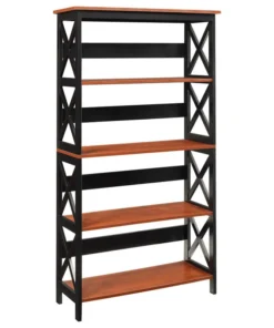 Convenience Concepts Oxford Five-Tier Bookcase In Cherry And Black Wood Finish