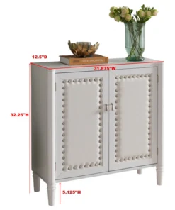 Pilaster Designs Belinda 2 Door Accent Display Cabinet With Storage Shelf, Faux Leather, White -Palace-shop 6b61a7600e28c8db 2193 w800 h800 b1 p0