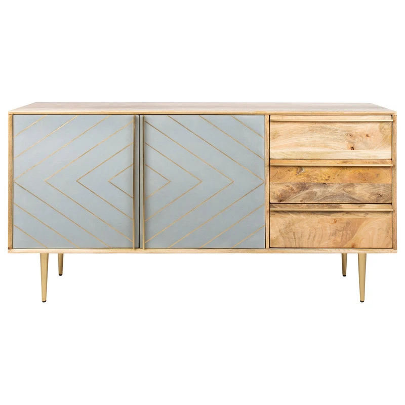 Safavieh Titan Inlayed Cement Sideboard, Natural/Brass 1 Safavieh Titan Inlayed Cement Sideboard, Natural/Brass