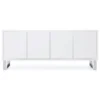 Zuri Furniture 70.6" Modern Neve Buffet White Lacquer Polished Stainless Steel Legs