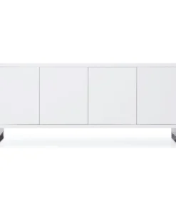 Zuri Furniture 70.6" Modern Neve Buffet White Lacquer Polished Stainless Steel Legs