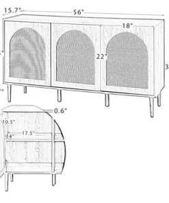 Karat Home 56"W Sideboard, Black -Palace-shop 6c5135ed03748210 2101 w800 h800 b1 p0