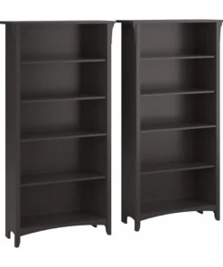Bush Business Furniture Salinas Tall 5 Shelf Bookcase Set Of 2 In Vintage Black - Engineered Wood