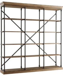 Inspire Q Eleanor Cornice 5-Shelf Bookcase, Brown, 84" Wide