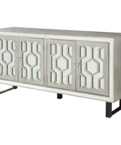Coast To Coast Imports, LLC 4-Door Media Credenza, Bose Metallic Pewter