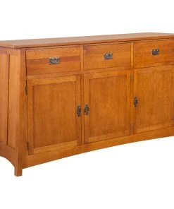 Crafters And Weavers Mission Quarter Sawn Oak 3-Door & 3-Drawer Sideboard, Michael's Cherry