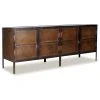 Sierra Living Concepts Inc Industrial Black And Brown Iron 4 Door Large Sideboard Cabinet