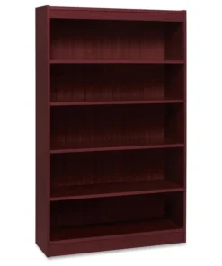 Lorell_biehler Lorell Panel End Hardwood Veneer Bookcase, 5-Shelf, Mahogany