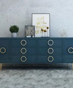 HOMARY Navy Blue Sideboard Cabinet Gold Credenza Drawers And 2 Doors 47.2'' -Palace-shop 756161bd00f6a805 9874 w800 h800 b0 p0