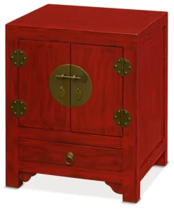 China Furniture And Arts Ming Cabinet, Red/Red Top