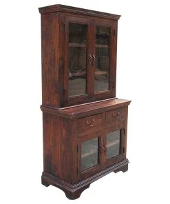 Sierra Living Concepts Inc Pennsylvania Shaker Rustic Solid Wood Glass Door Dining Room Hutch