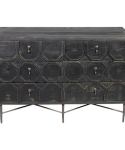 Moti Aliso Samara 6 Drawer Chest, Recycled Pine On Iron Base