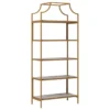 Sauder International Lux 5-Shelf Metal Frame Bookcase Gold Satin/Faux Deco Stone