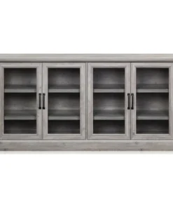 Belleze 70" Rustic Wood Sideboard Stand 4 Doors Buffet Cabinet, Gray Wash