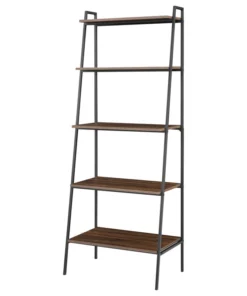 Walker Edison 72" Industrial Ladder Bookcase - Dark Walnut