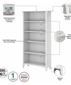 Bush Business Furniture Salinas Tall 5 Shelf Bookcase Set Of 2 In White/Shiplap Gray - Engineered Wood -Palace-shop 7aa144370fc1f5a1 6024 w800 h800 b1 p0