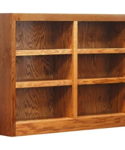 Concepts In Wood Traditional 36" Tall 6-Shelf Double Wide Wood Bookcase In Dry Oak