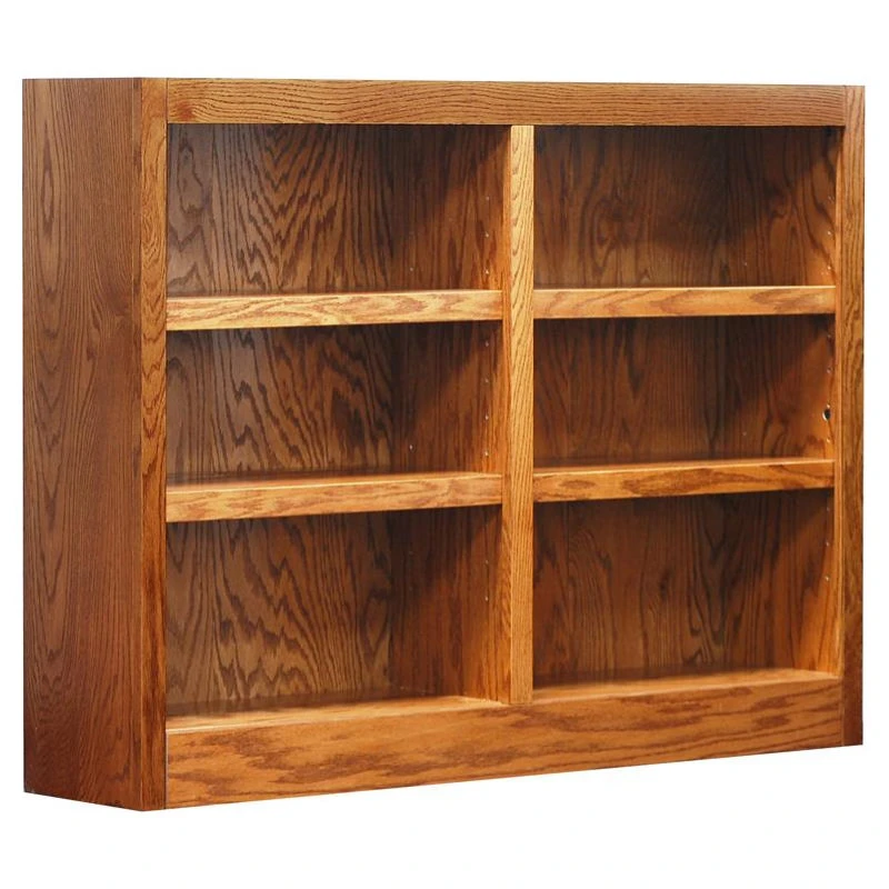 Concepts In Wood Traditional 36" Tall 6-Shelf Double Wide Wood Bookcase In Dry Oak 1 Concepts In Wood Traditional 36" Tall 6-Shelf Double Wide Wood Bookcase In Dry Oak